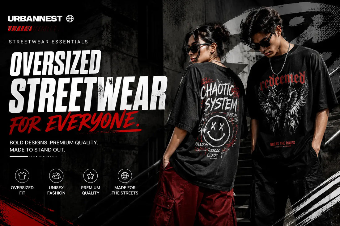 UrbanNest oversized acid wash graphic tee for streetwear fashion