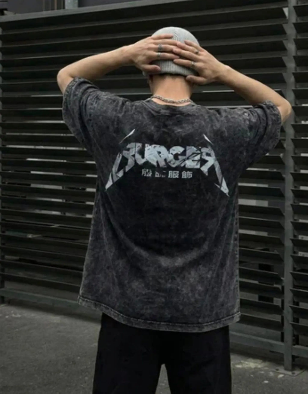 SKULL SURGE ACID WASH DROP SLEEVED TEE FOR MEN & WOMEN UrbanNest