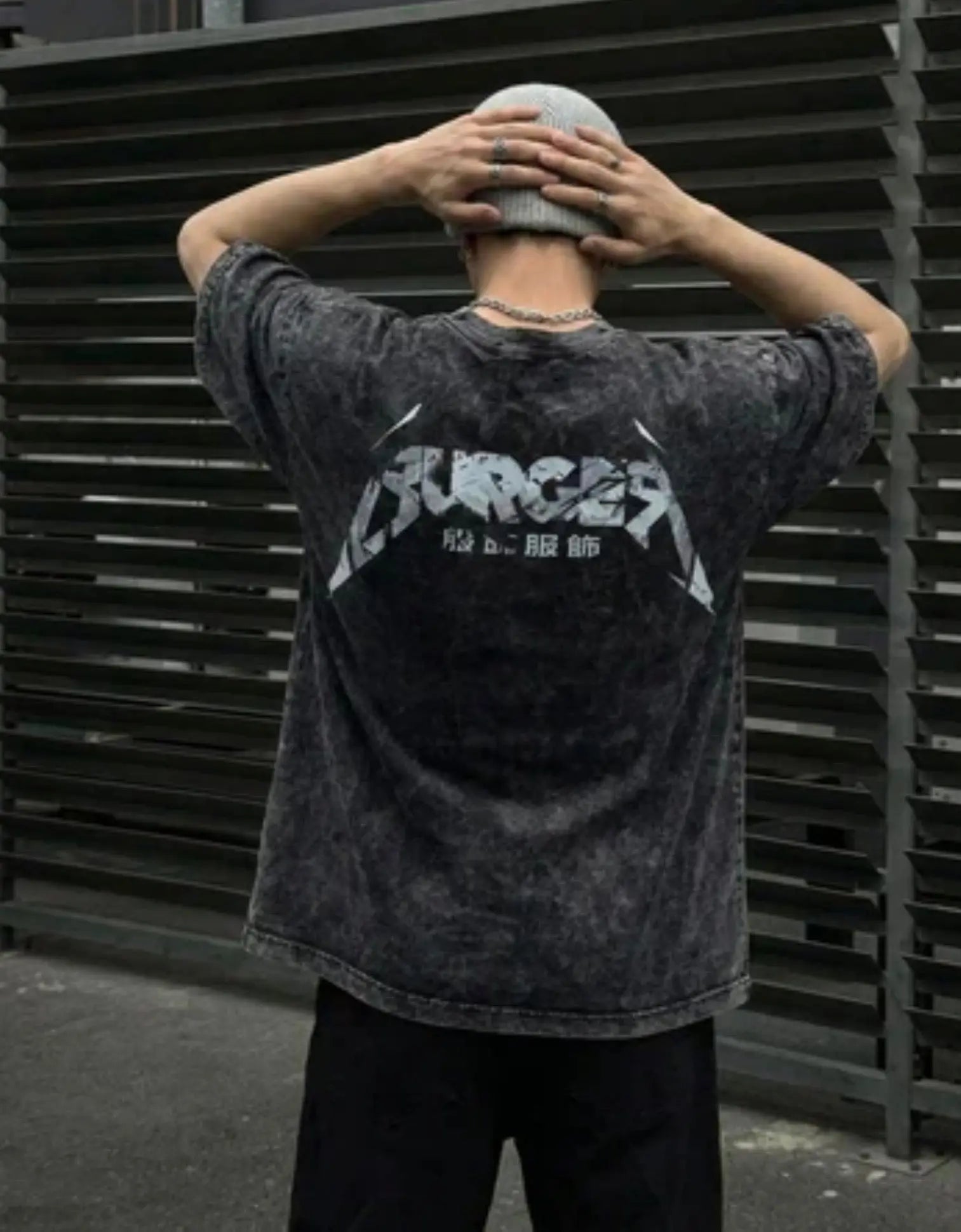 SKULL SURGE ACID WASH DROP SLEEVED TEE FOR MEN & WOMEN UrbanNest