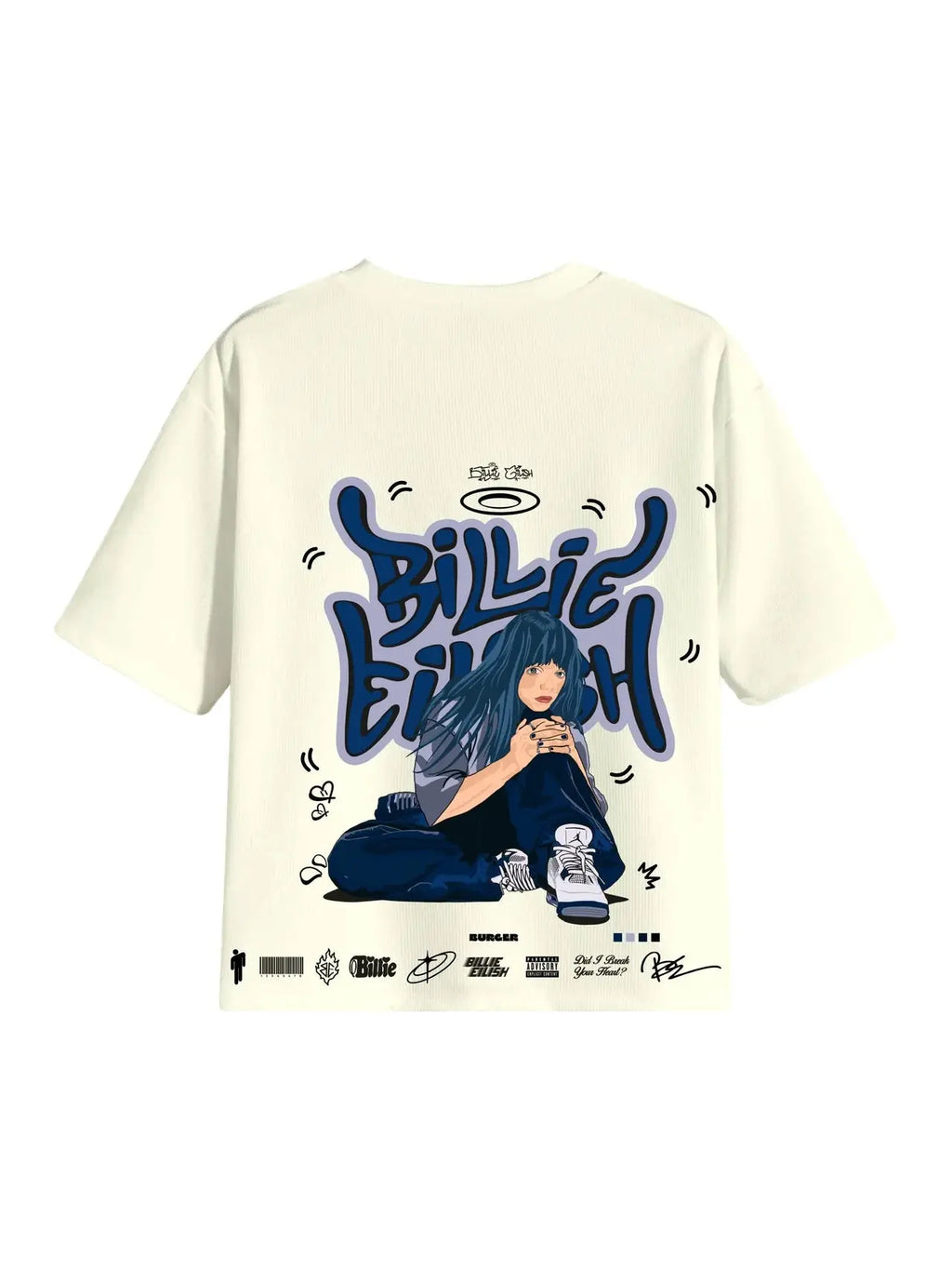 THE BILLIE EILISH CARTOON ART DROP SLEEVED TEE FOR MEN AND WOMEN UrbanNest
