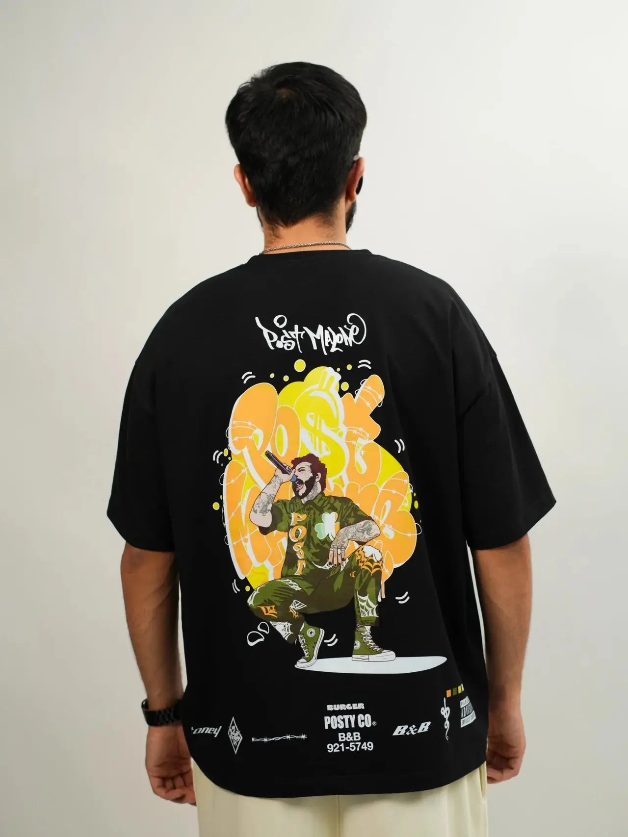 THE POST MALONE CARTOON ART DROP SLEEVED TEE FOR MEN AND WOMEN UrbanNest