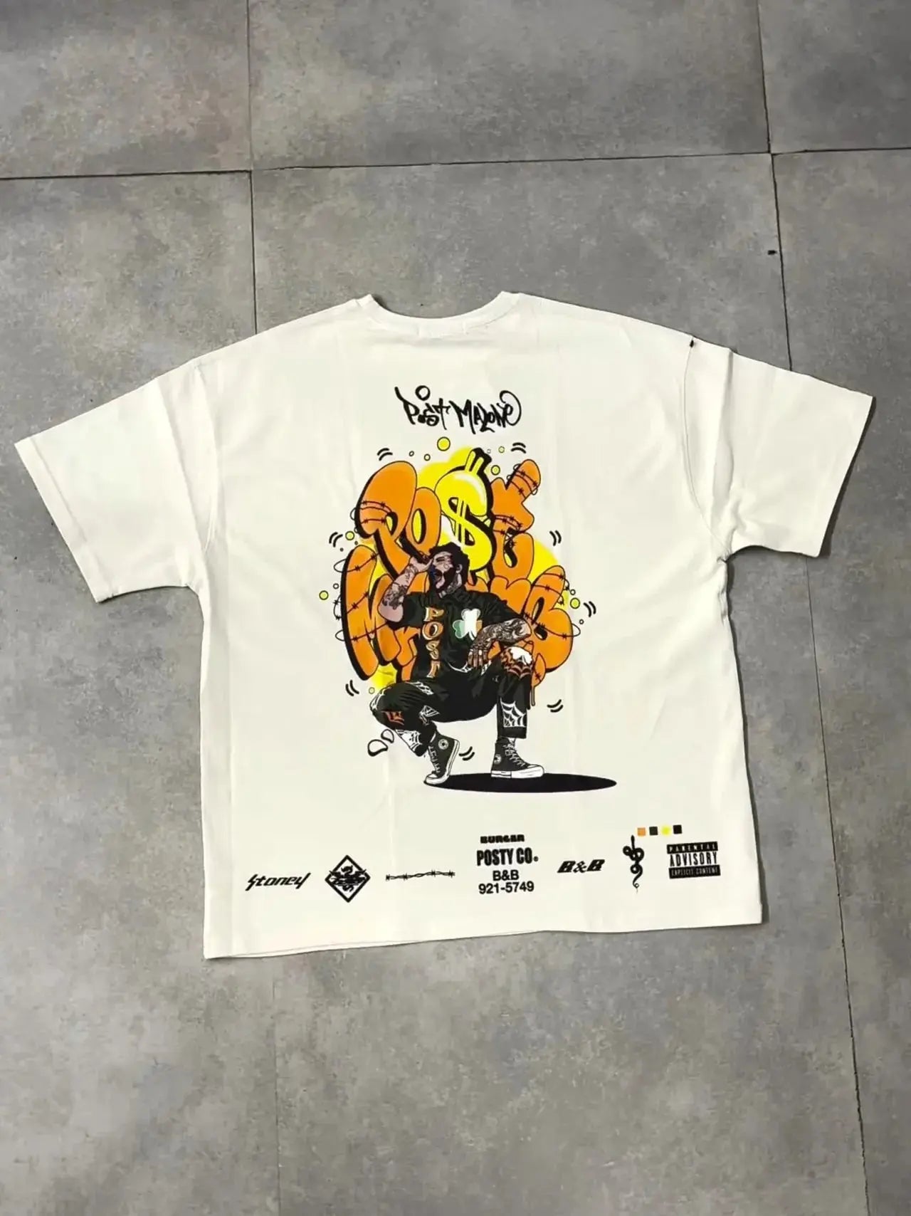 THE POST MALONE CARTOON ART DROP SLEEVED TEE FOR MEN AND WOMEN UrbanNest